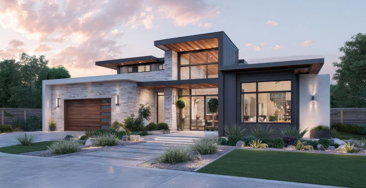 Modern villa mimari form detayı